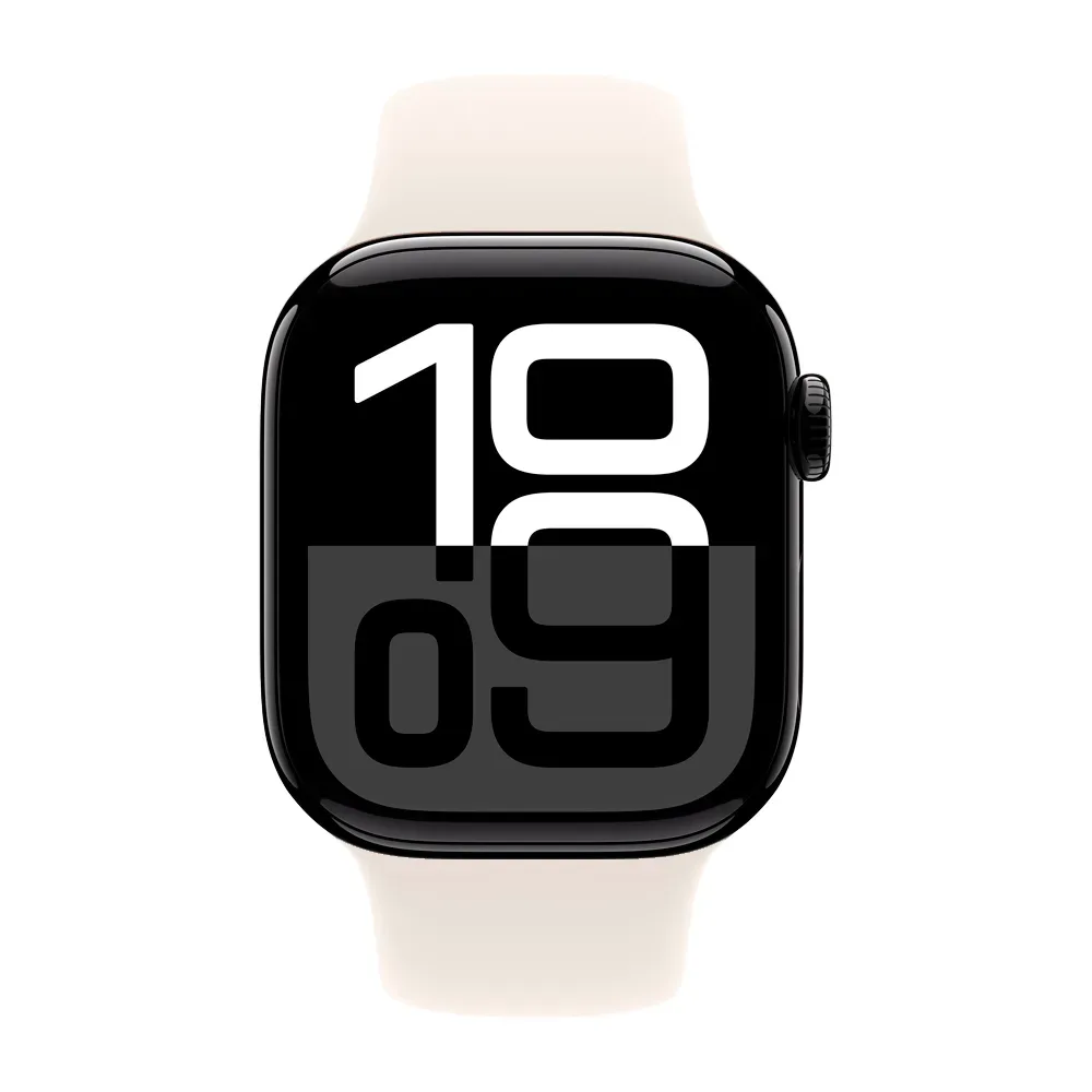 Умные часы Apple Watch Series 10 GPS, 42mm, Jet Black Aluminium Case with Sport Band M/L, Light Blush (Черный)