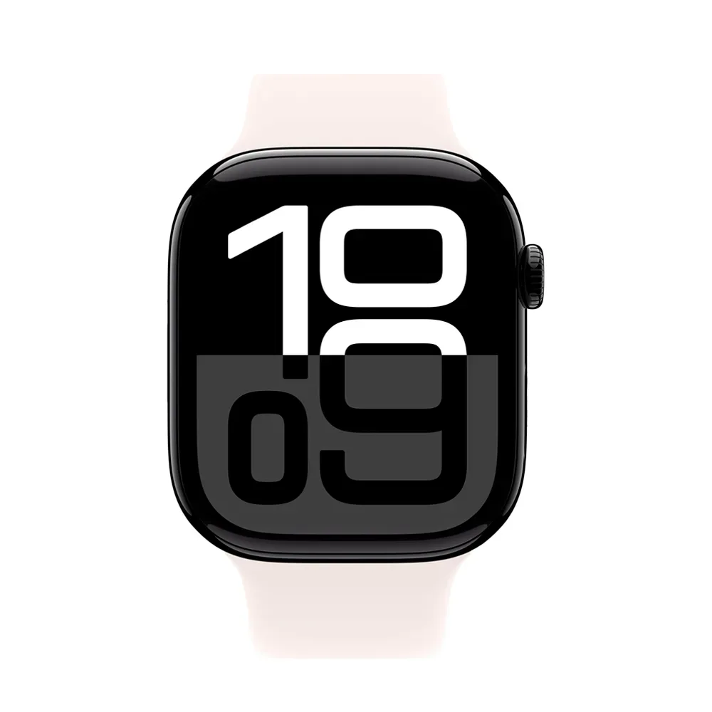 Умные часы Apple Watch Series 10 GPS, 46mm, Jet Black Aluminium Case with Sport Band M/L, Light Blush (Черный)