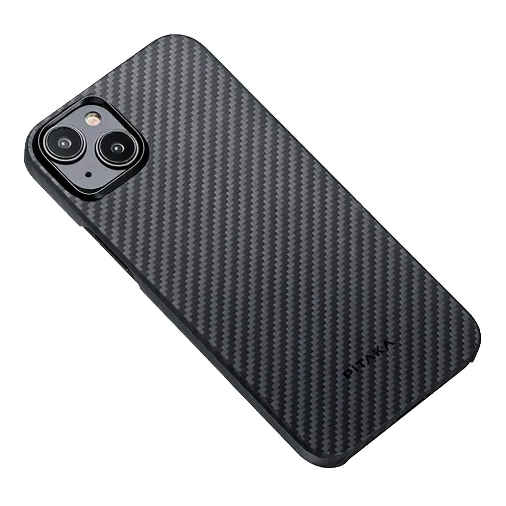 Чехол из арамидного волокна с поддержкой MagSafe PITAKA MagEZ Case 4 600D для iPhone 15 Plus, Black / Grey Twill (Cаржевое переплетение)