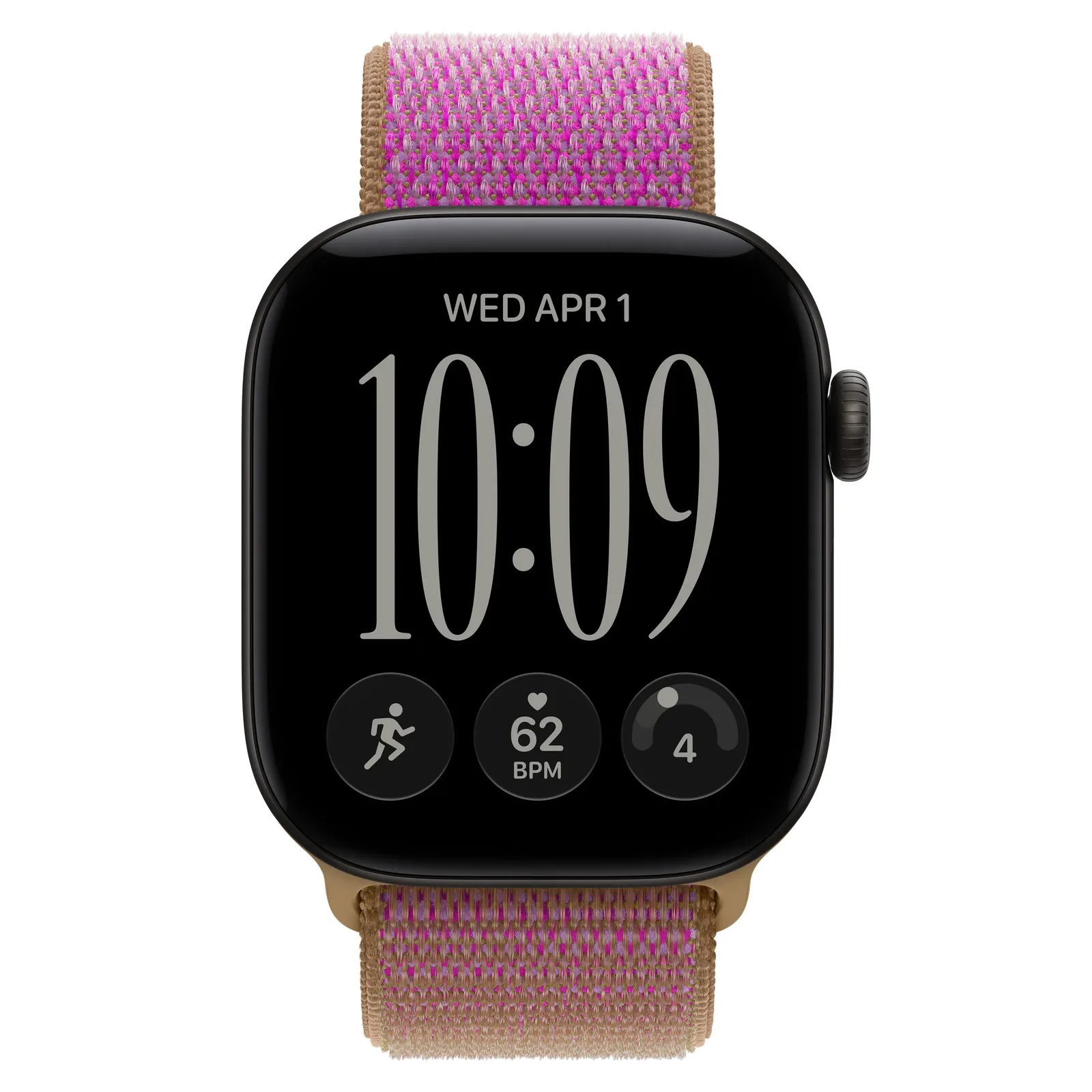 Умные часы Apple Watch Series 12 GPS, 42mm, Black Aluminum Case with Magenta Sport Loop