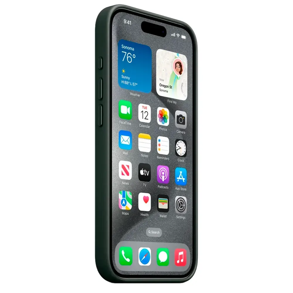 Тканевый чехол с поддержкой MagSafe Apple FineWoven Case для iPhone 15 Pro Max, Evergreen (Вечнозеленый)