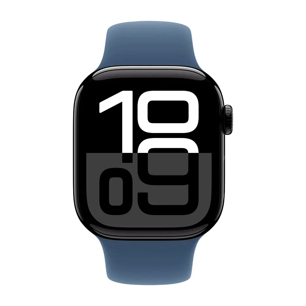 Умные часы Apple Watch Series 10 GPS, 42mm, Jet Black Aluminium Case with Sport Band S/M, Denim (Черный)
