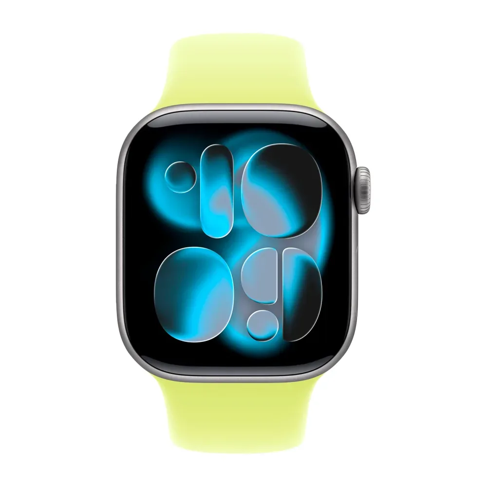 Умные часы Apple Watch Series 11 GPS, 42mm, Space Gray Aluminium Case with Neon Yellow Sport Band, S/M