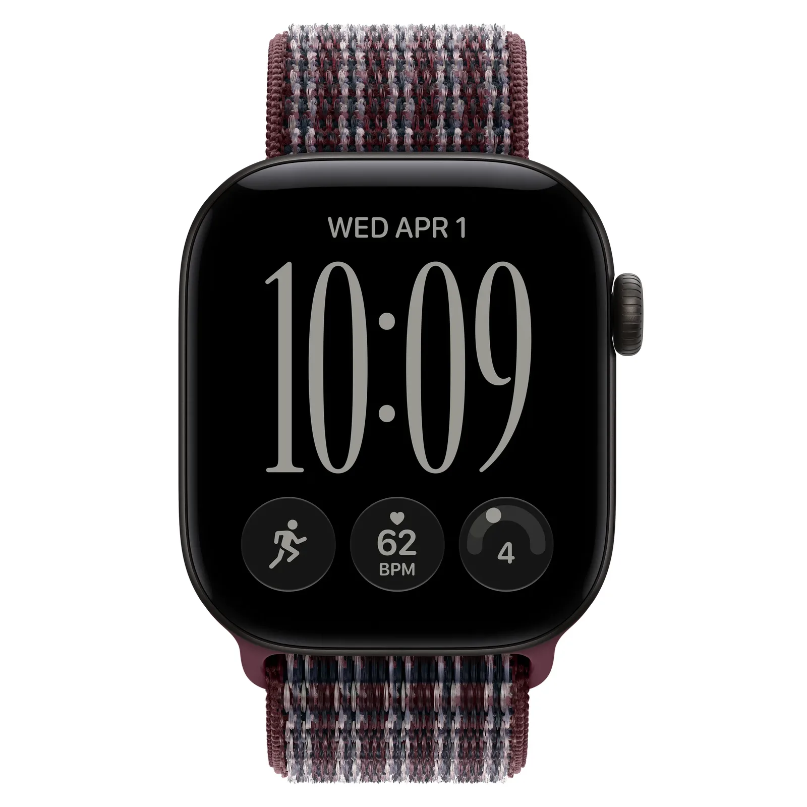 Умные часы Apple Watch Series 12 GPS, 42mm, Black Aluminum Case with Burgundy Plaid Sport Loop