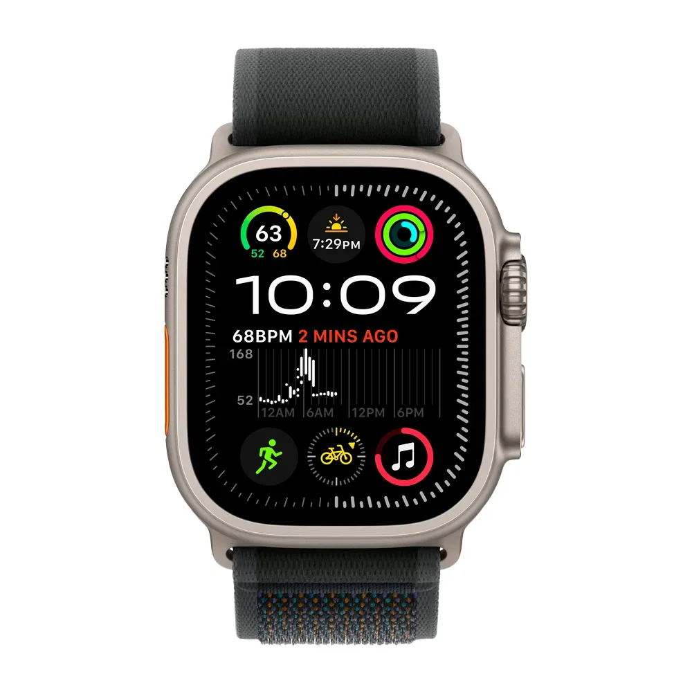 Умные часы Apple Watch Ultra 2 (2024) GPS + Cellular, 49mm, Natural Titanium Case with Black Trail Loop S/M, (Черный)