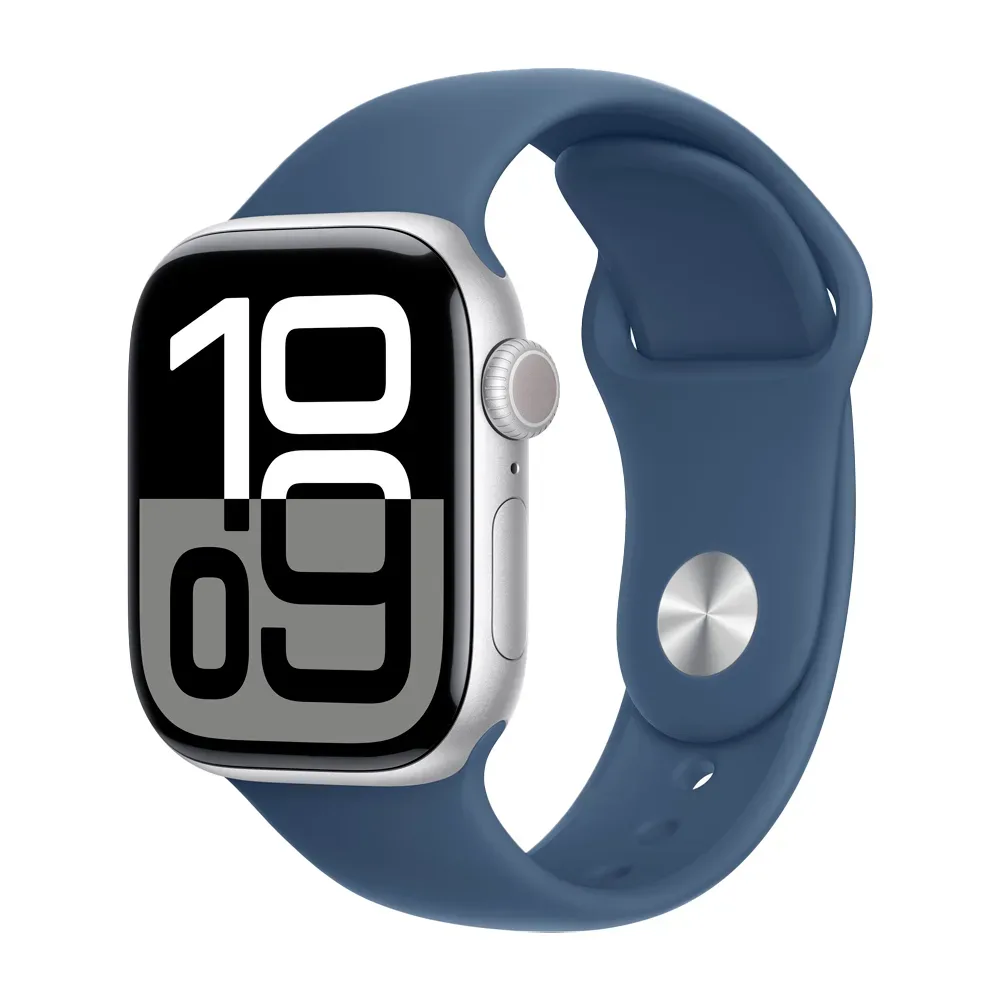 Умные часы Apple Watch Series 10 GPS, 42mm, Silver Aluminium Case with Sport Band M/L, Denim (Серебристый) MWWC3