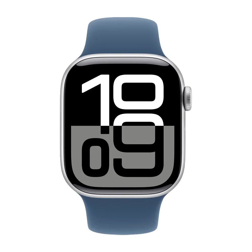 Умные часы Apple Watch Series 10 GPS, 42mm, Silver Aluminium Case with Sport Band M/L, Denim (Серебристый) MWWC3