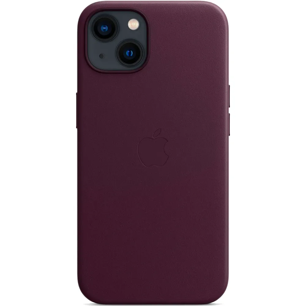 Кожаный чехол с поддержкой MagSafe Apple Leather Case для iPhone 13, Dark Cherry (Темная вишня)