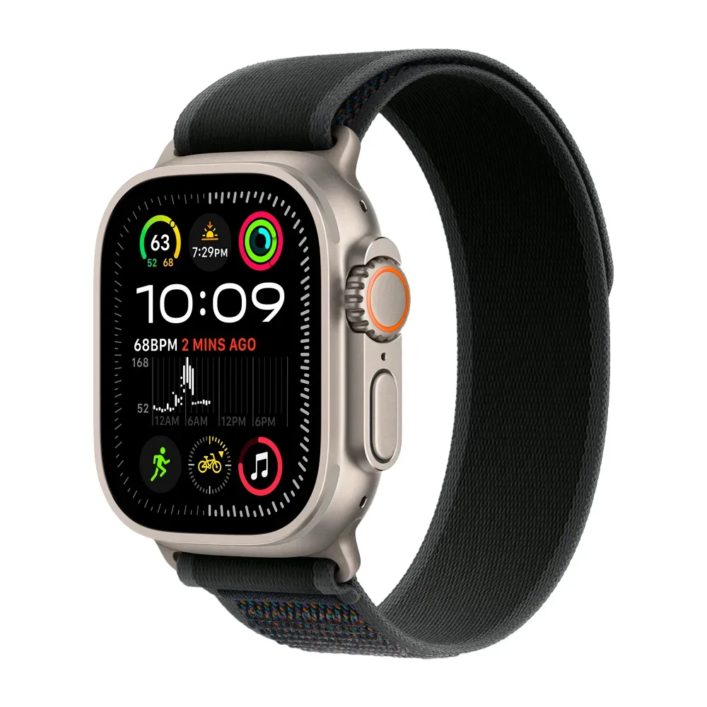 Умные часы Apple Watch Ultra 2 (2024) GPS + Cellular, 49mm, Natural Titanium Case with Black Trail Loop M/L, (Черный)