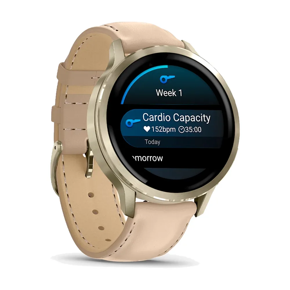 Умные часы Garmin Venu 4, 41mm, Lunar Gold with Bone Silicone Band and Light Sand Leather Band (010-03013-03)