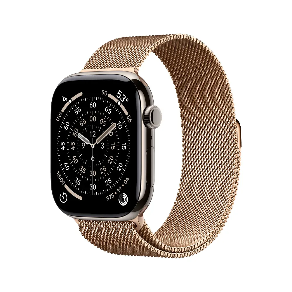 Умные часы Apple Watch Series 11 GPS + Cellular, 46mm, Natural Titanium Case with Gold Milanese Loop