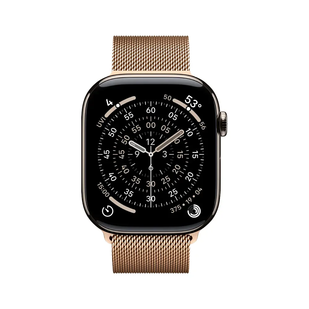 Умные часы Apple Watch Series 11 GPS + Cellular, 46mm, Natural Titanium Case with Gold Milanese Loop