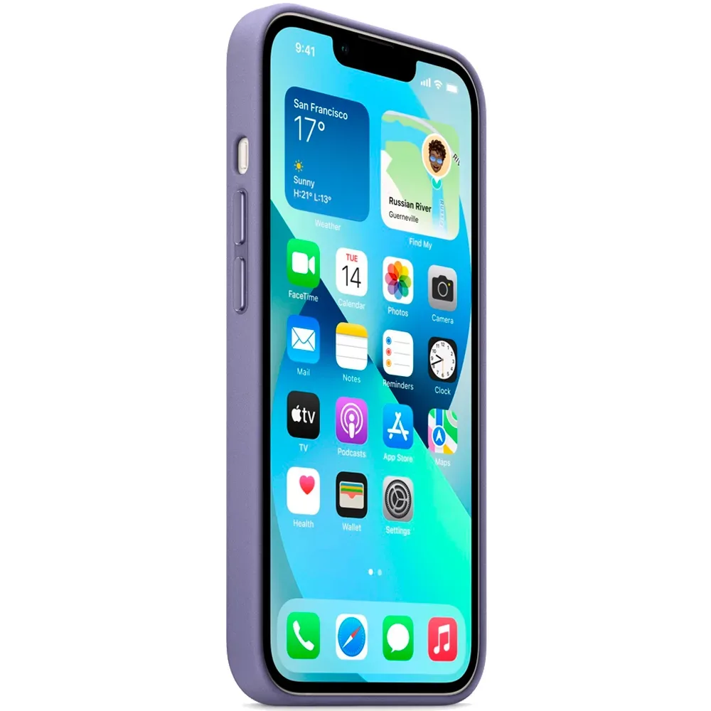 Кожаный чехол с поддержкой MagSafe Apple Leather Case для iPhone 13, Wisteria (Сиреневая глициния)