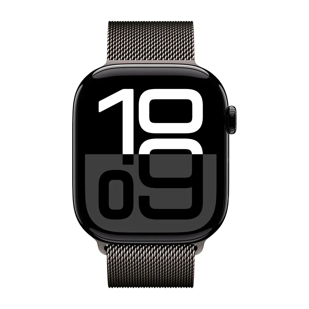 Умные часы Apple Watch Series 10 GPS, 46mm, Jet Black Aluminium Case with Milanese Loop, Slate
