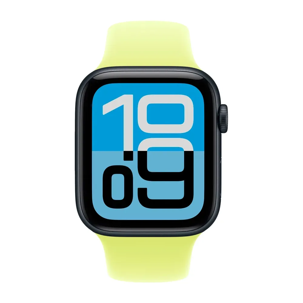 Умные часы Apple Watch SE 3 (2025) GPS, 44mm, Midnight Aluminium Case with Neon Yellow Sport Band, M/L