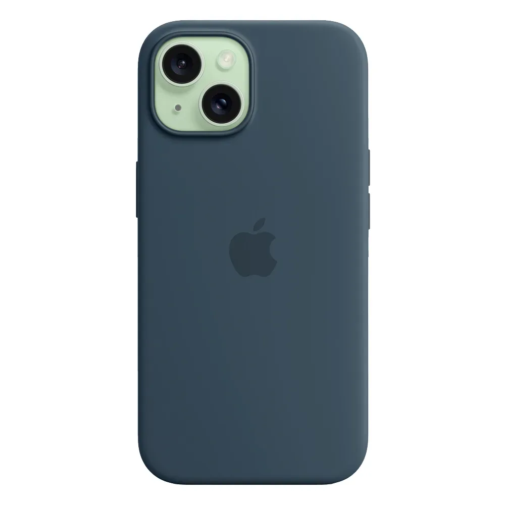 Силиконовый чехол с поддержкой MagSafe Apple Silicone Case для iPhone 15, Storm Blue (Штормовое небо)