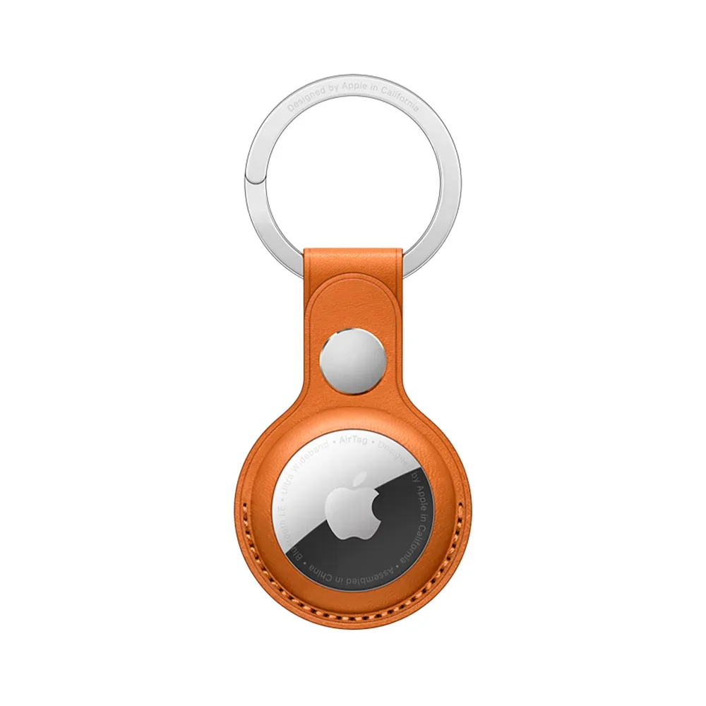 Кожаный брелок с заводным кольцом Apple Leather Key Ring для AirTag, Golden Brown (Золотистая охра)