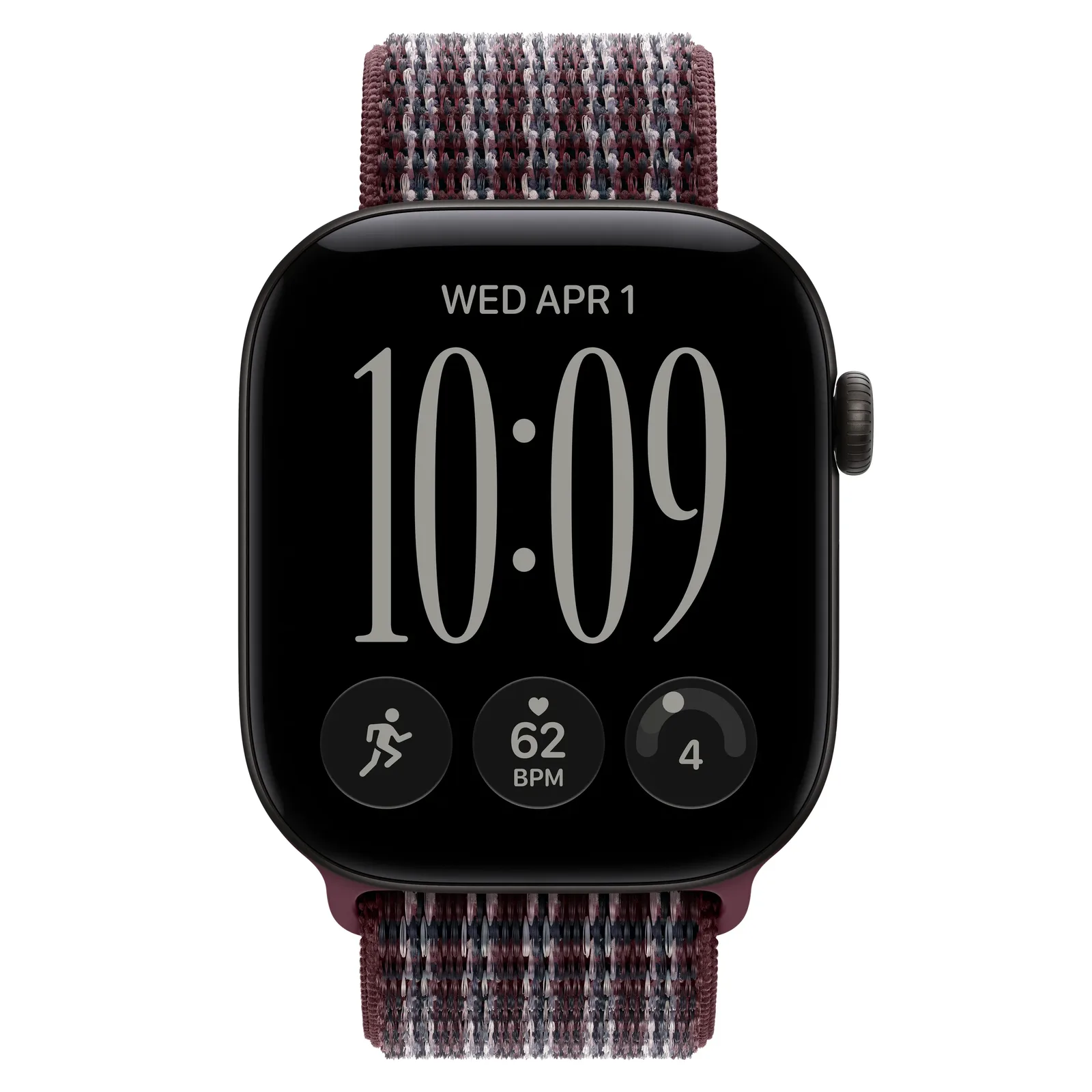 Умные часы Apple Watch Series 12 GPS, 46mm, Black Aluminum Case with Burgundy Plaid Sport Loop