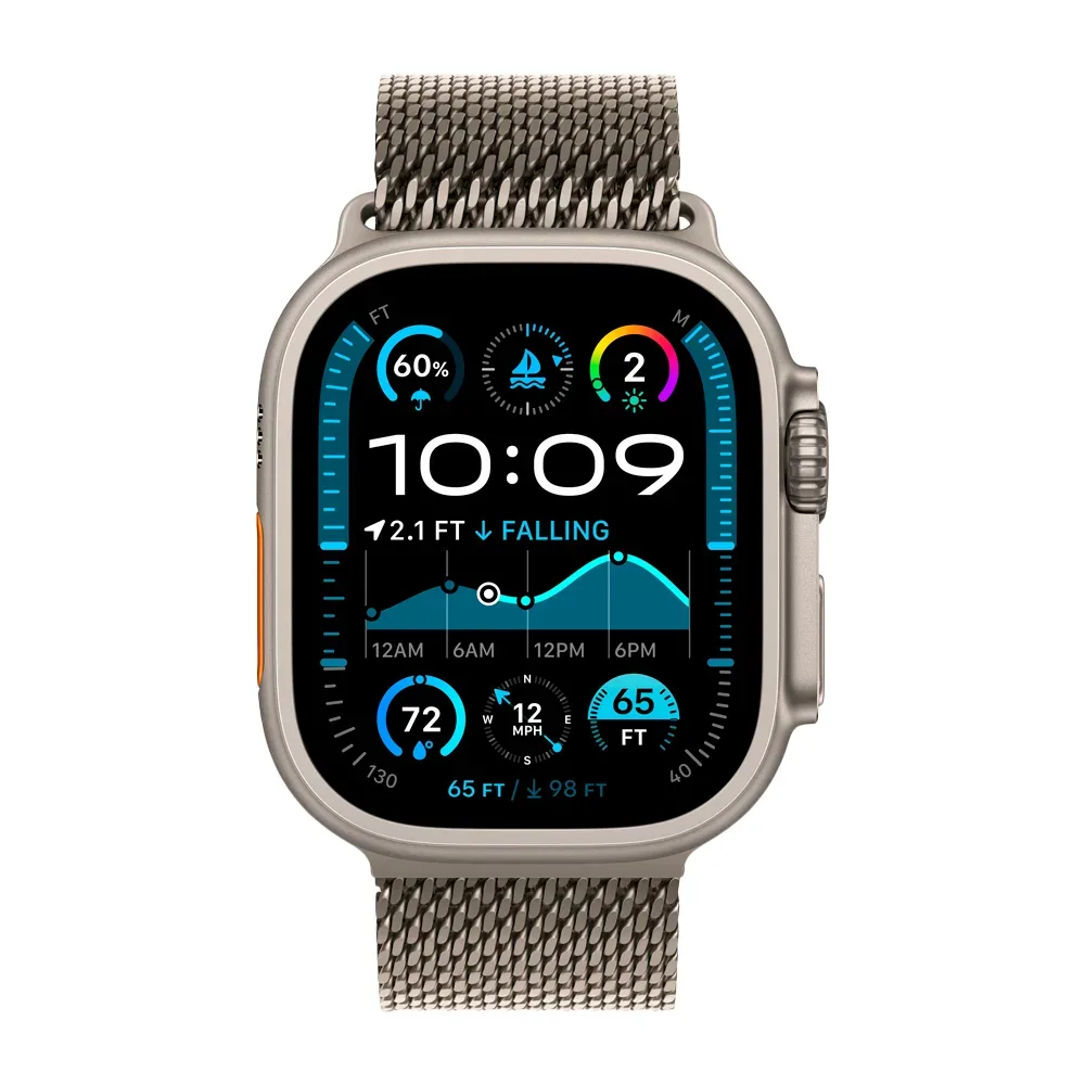 Умные часы Apple Watch Ultra 2 (2024) GPS + Cellular, 49mm, Natural Titanium Case with Natural Titanium Milanese Loop S, (Натуральный титановый)