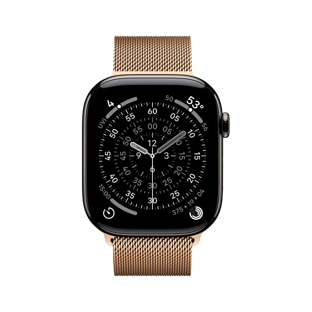 Умные часы Apple Watch Series 11 GPS + Cellular, 46mm, Slate Titanium Case with Gold Milanese Loop