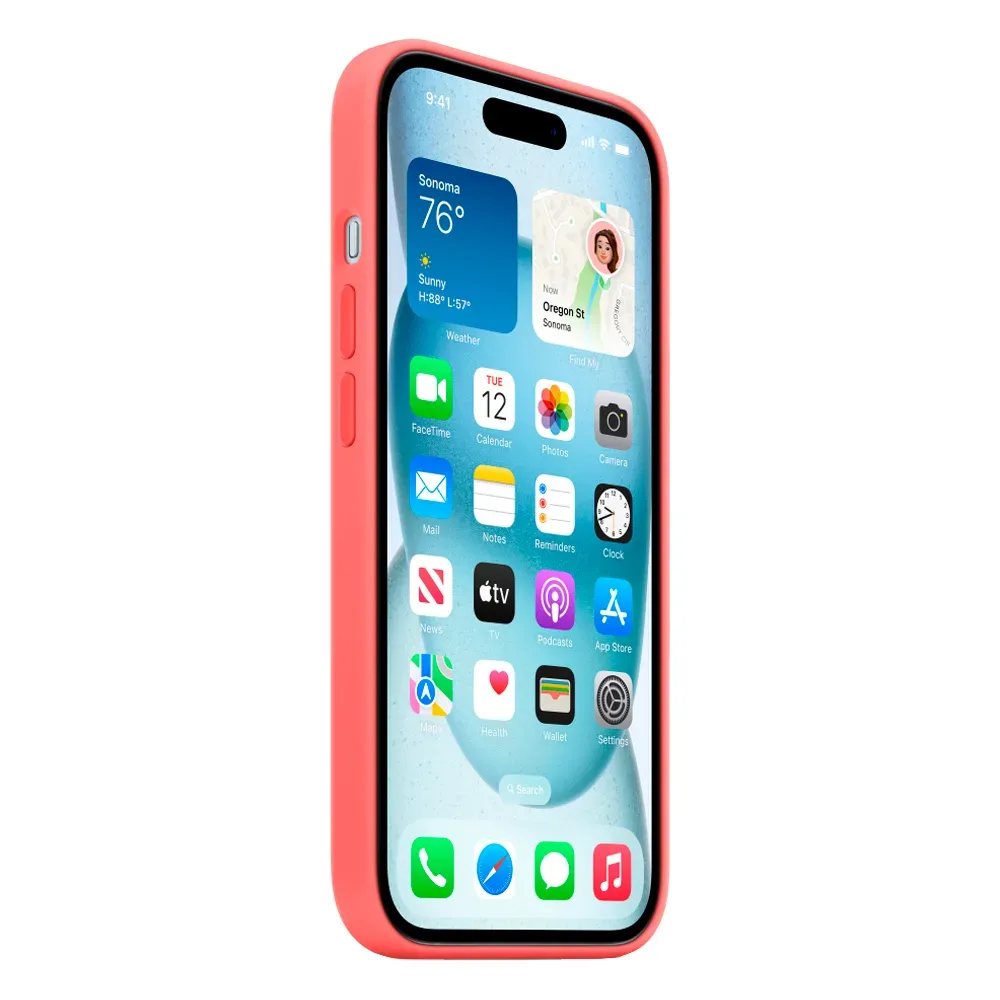 Силиконовый чехол с поддержкой MagSafe Apple Silicone Case для iPhone 15, Guava (Спелая гуава)