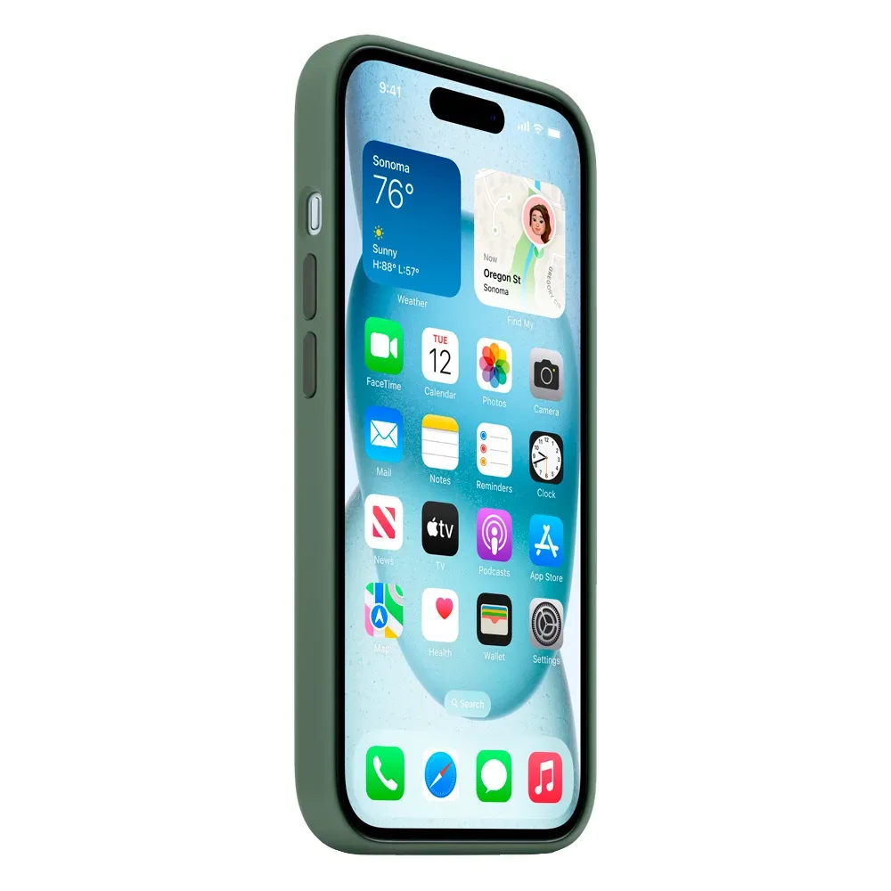 Силиконовый чехол с поддержкой MagSafe Apple Silicone Case для iPhone 15, Cypress (Кипарис)