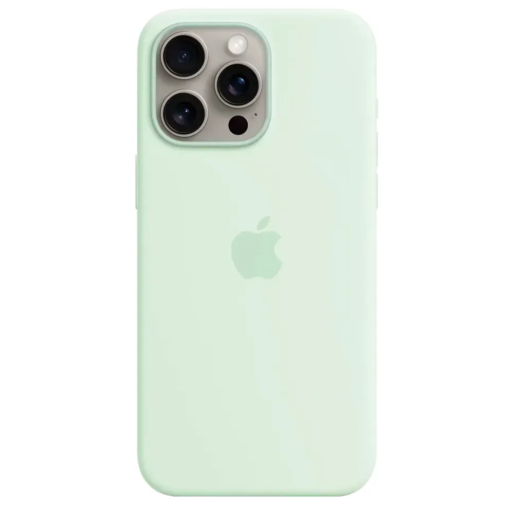Силиконовый чехол с поддержкой MagSafe Apple Silicone Case для iPhone 15 Pro Max, Soft Mint (Пастельно-мятный)