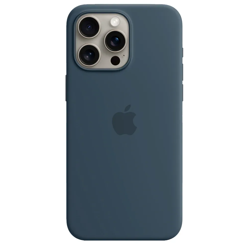 Силиконовый чехол с поддержкой MagSafe Apple Silicone Case для iPhone 15 Pro Max, Storm Blue (Штормовое небо)