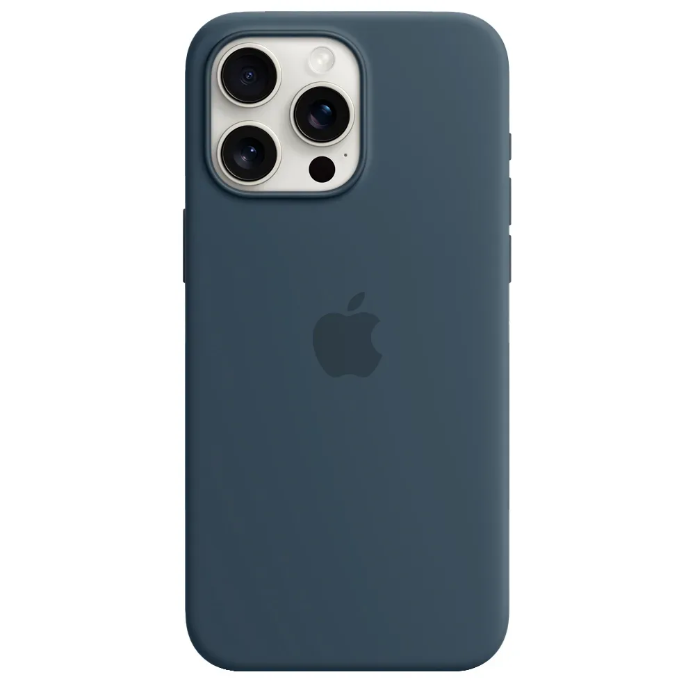 Силиконовый чехол с поддержкой MagSafe Apple Silicone Case для iPhone 15 Pro Max, Storm Blue (Штормовое небо)
