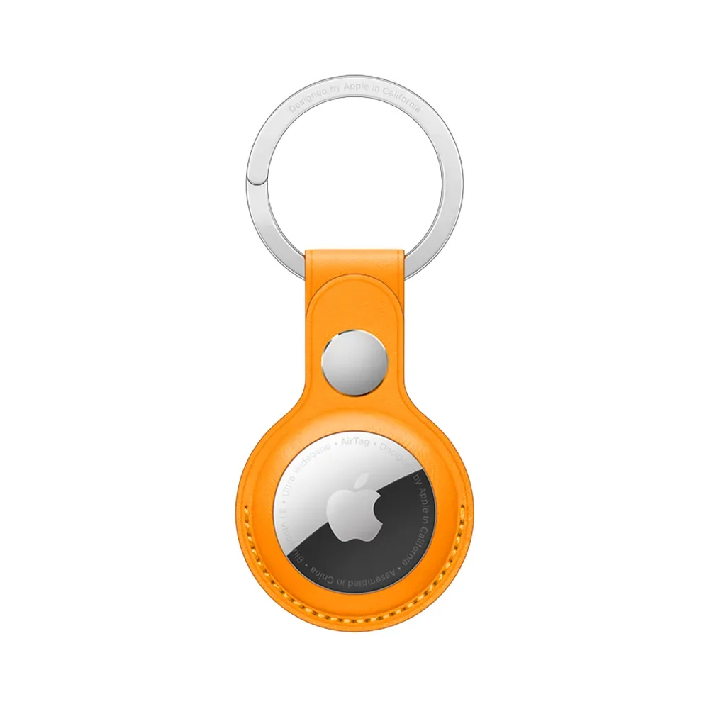 Кожаный брелок с заводным кольцом Apple Leather Key Ring для AirTag, California Poppy (Золотой апельсин)