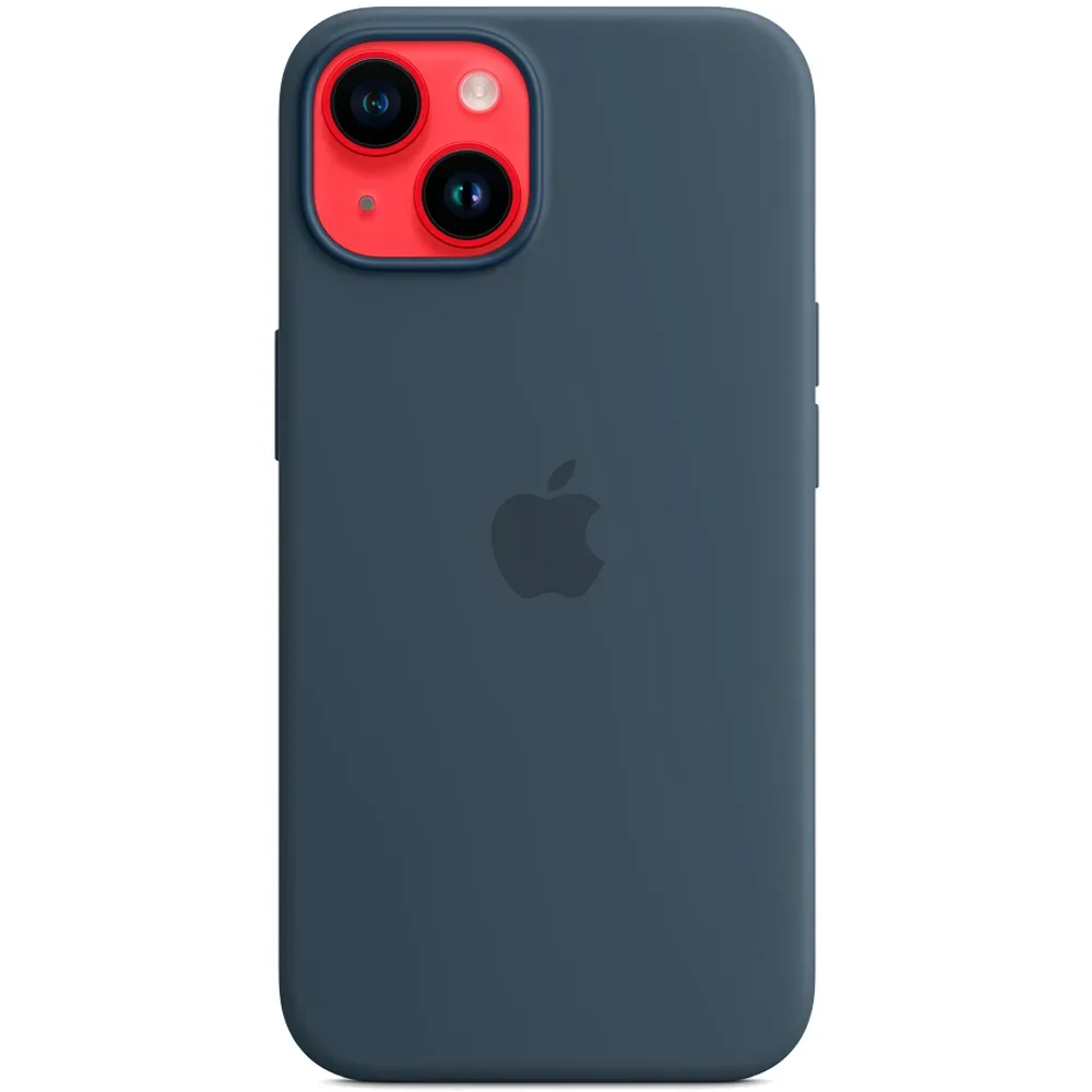 Силиконовый чехол с поддержкой MagSafe Apple Silicone Case для iPhone 14, Storm Blue (Штормовое небо)