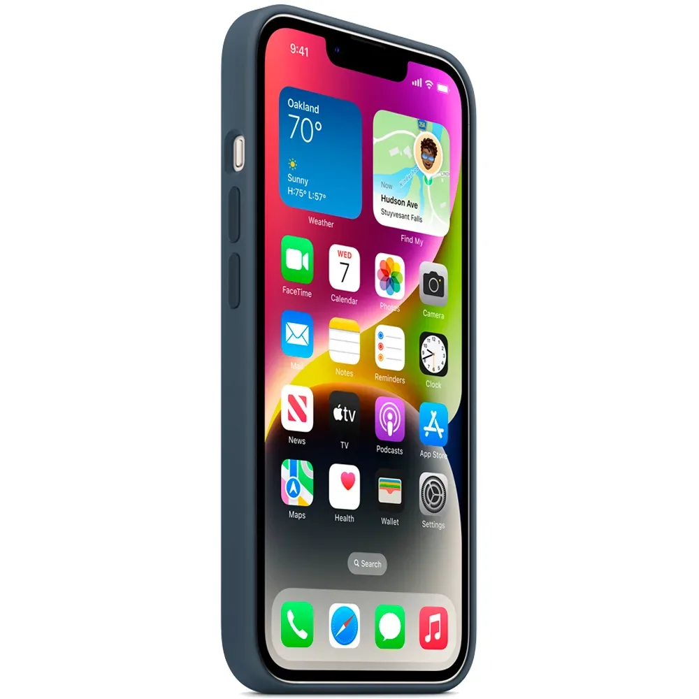 Силиконовый чехол с поддержкой MagSafe Apple Silicone Case для iPhone 14, Storm Blue (Штормовое небо)
