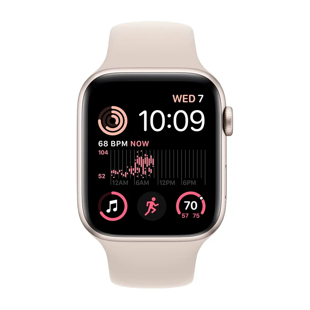 Умные часы Apple Watch SE (2022) GPS, 44mm, Aluminium Case with Sport Band S/M, Starlight (Сияющая звезда)