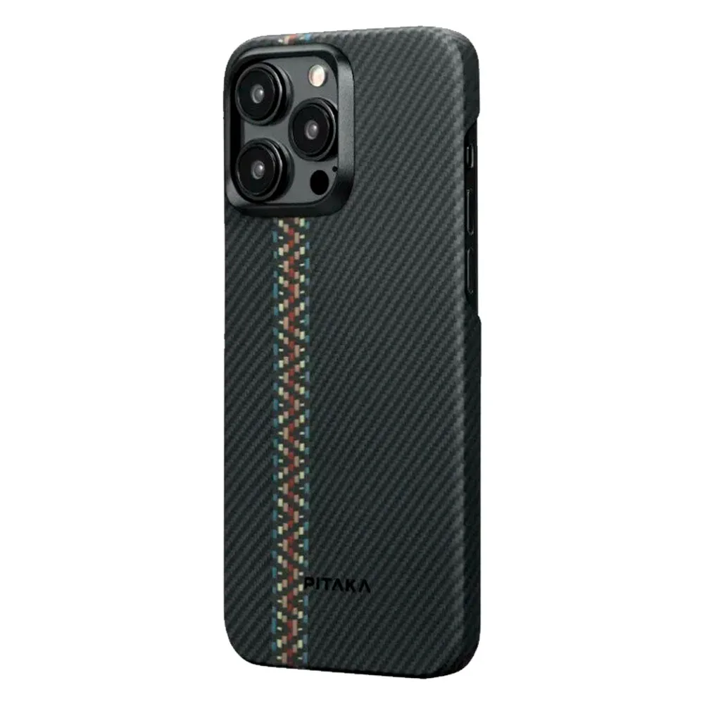 Чехол из арамидного волокна с поддержкой MagSafe PITAKA Fusion Weaving MagEZ Case 4 600D для iPhone 15 Pro, Rhapsody (Рапсодия)
