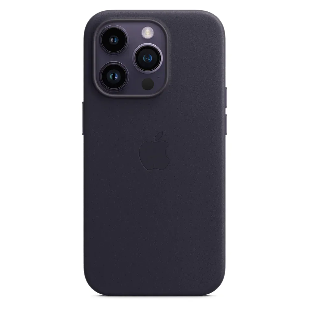 Кожаный чехол с поддержкой MagSafe Apple Leather Case для iPhone 14 Pro, Ink (Чернильный)