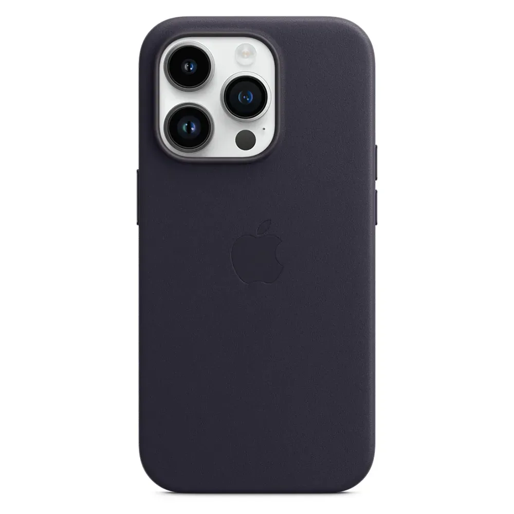Кожаный чехол с поддержкой MagSafe Apple Leather Case для iPhone 14 Pro, Ink (Чернильный)