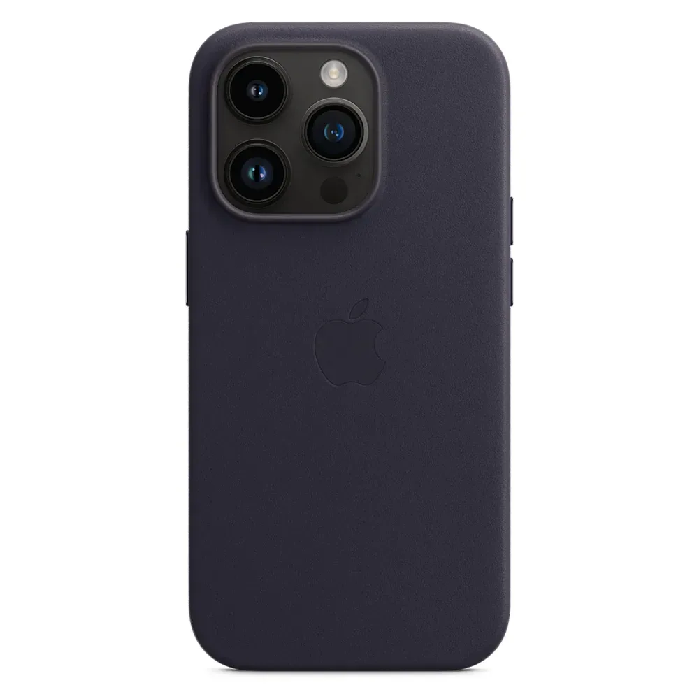 Кожаный чехол с поддержкой MagSafe Apple Leather Case для iPhone 14 Pro, Ink (Чернильный)