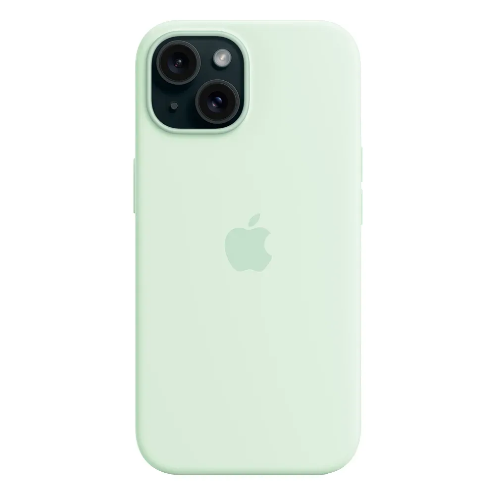 Силиконовый чехол с поддержкой MagSafe Apple Silicone Case для iPhone 15, Soft Mint (Пастельно-мятный)