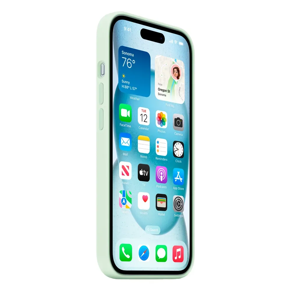 Силиконовый чехол с поддержкой MagSafe Apple Silicone Case для iPhone 15, Soft Mint (Пастельно-мятный)