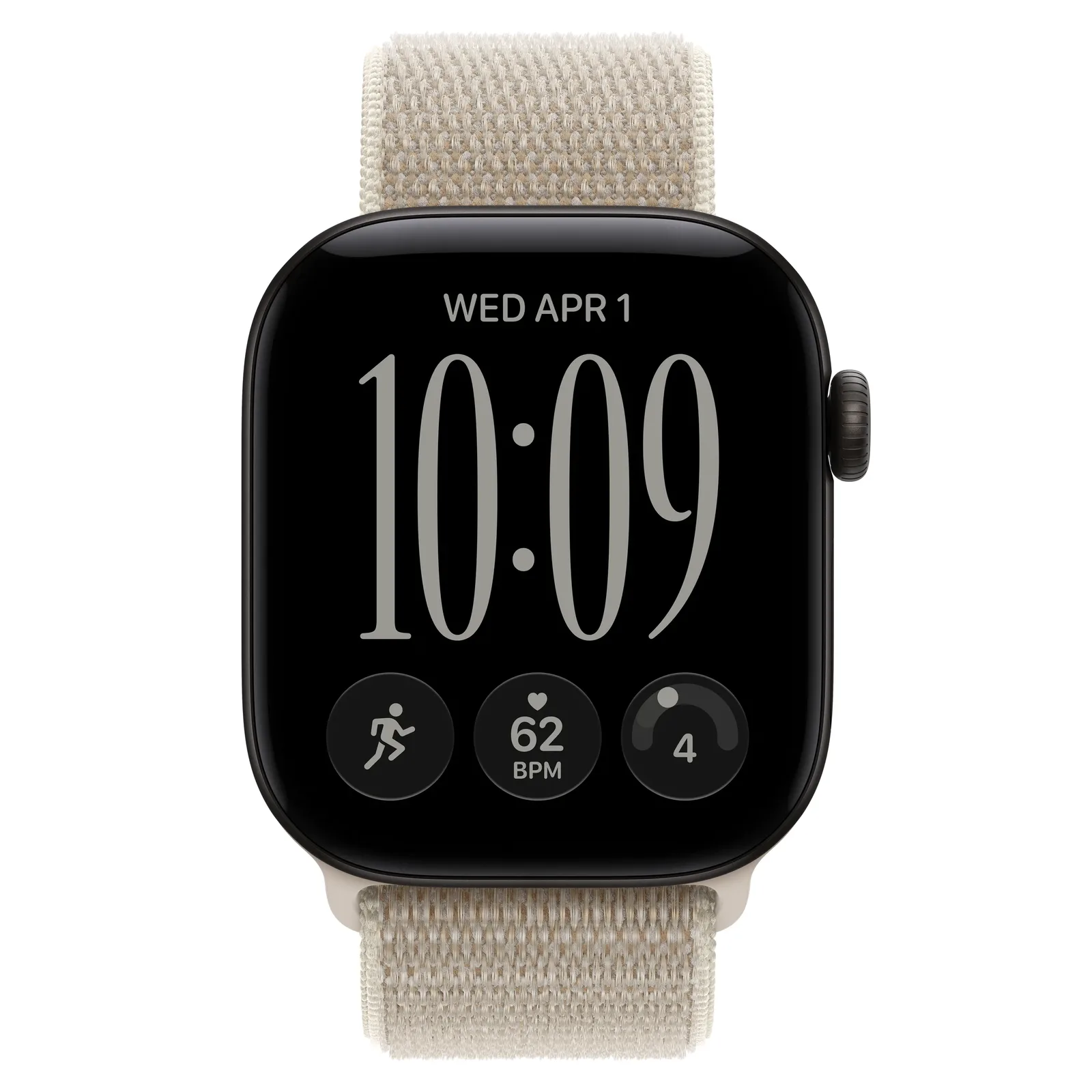 Умные часы Apple Watch Series 12 GPS, 42mm, Black Aluminum Case with Limestone Sport Loop