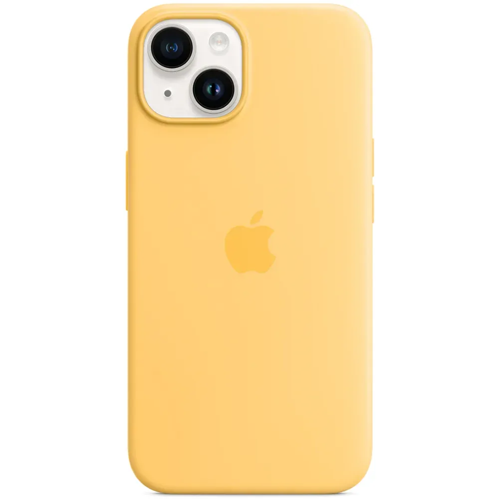 Силиконовый чехол с поддержкой MagSafe Apple Silicone Case для iPhone 14, Sunglow (Бледно-желтый)