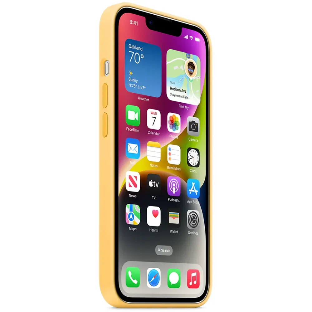 Силиконовый чехол с поддержкой MagSafe Apple Silicone Case для iPhone 14, Sunglow (Бледно-желтый)