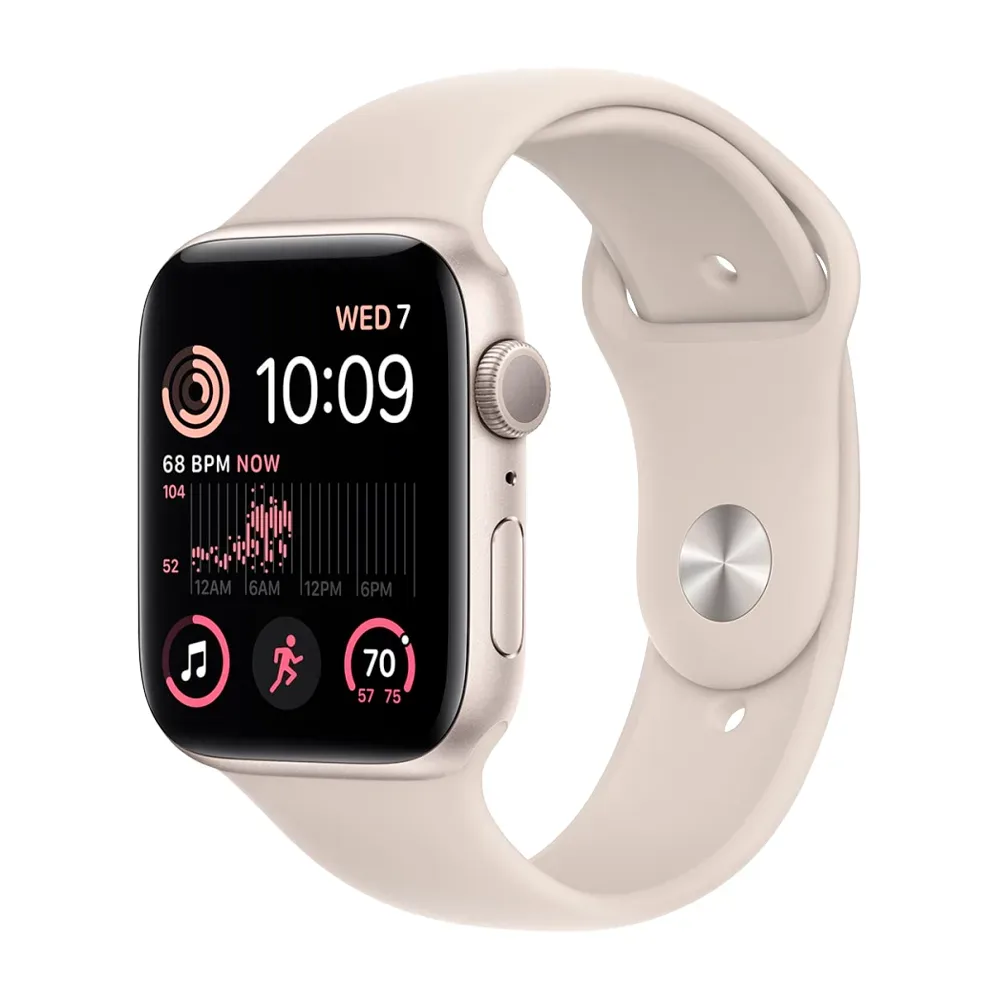 Умные часы Apple Watch SE (2022) GPS, 44mm, Aluminium Case with Sport Band M/L, Starlight (Сияющая звезда)