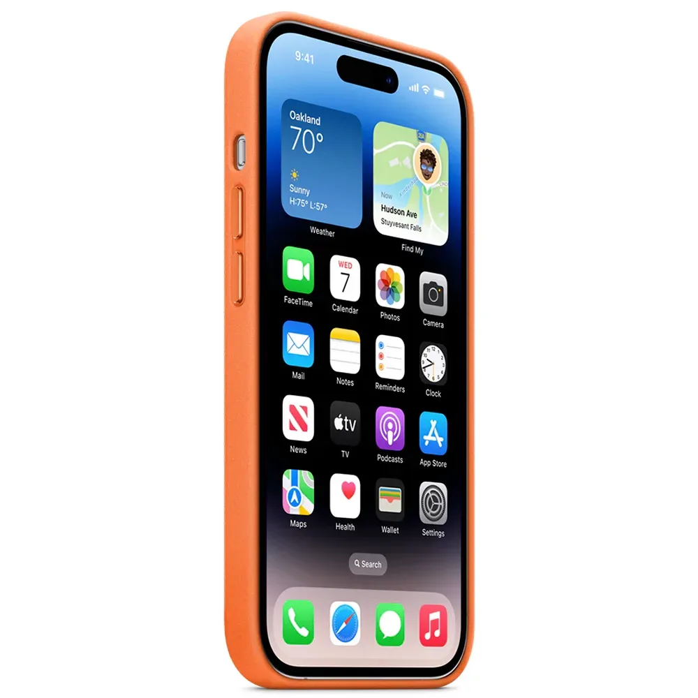 Кожаный чехол с поддержкой MagSafe Apple Leather Case для iPhone 14 Pro, Orange (Оранжевый)