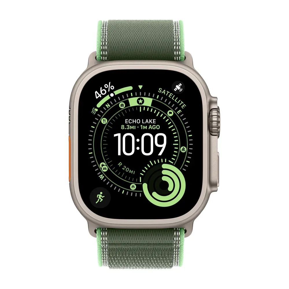 Умные часы Apple Watch Ultra 3 (2025) GPS + Cellular, 49mm, Natural Titanium Case with Green/Neon Trail Loop, S/M