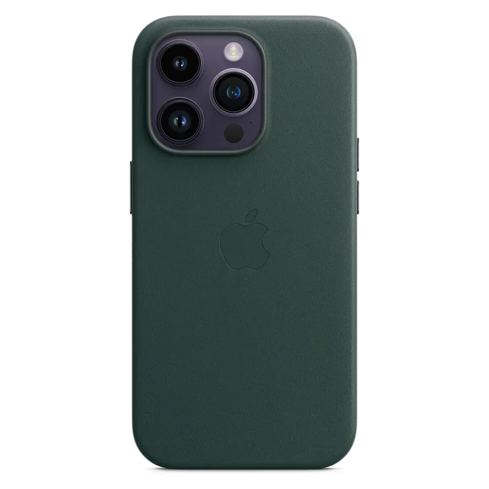 Кожаный чехол с поддержкой MagSafe Apple Leather Case для iPhone 14 Pro, Forest Green (Зеленый лес)