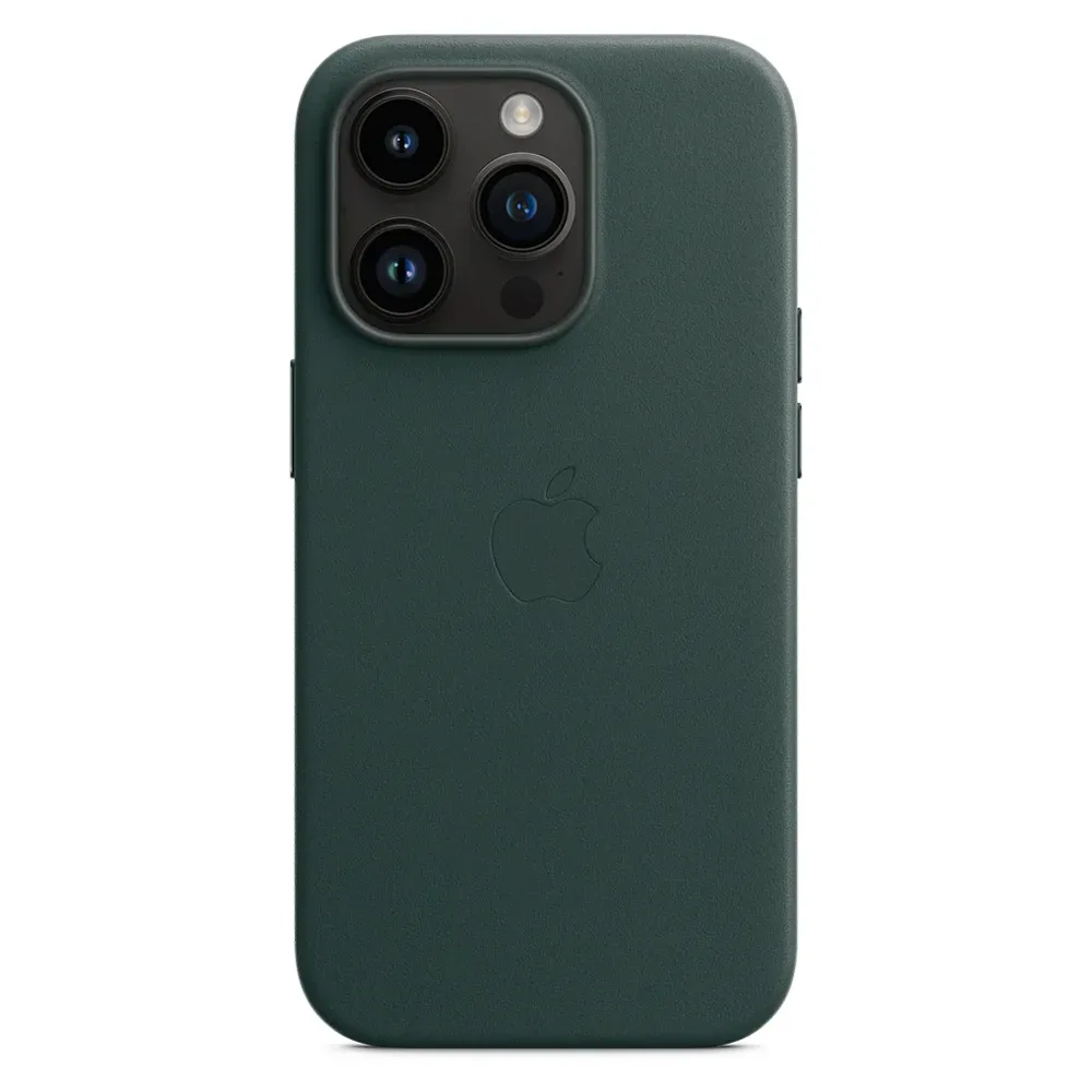 Кожаный чехол с поддержкой MagSafe Apple Leather Case для iPhone 14 Pro, Forest Green (Зеленый лес)