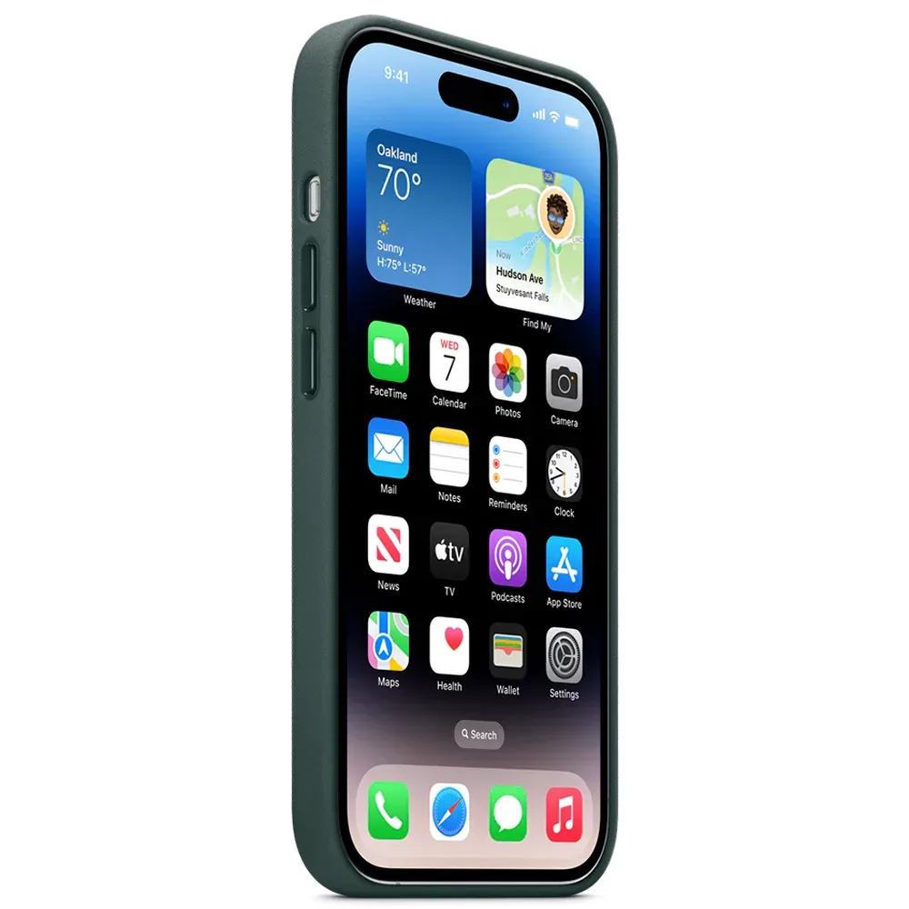 Кожаный чехол с поддержкой MagSafe Apple Leather Case для iPhone 14 Pro, Forest Green (Зеленый лес)