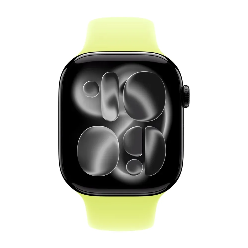Умные часы Apple Watch Series 11 GPS, 46mm, Jet Black Aluminium Case with Neon Yellow Sport Band, M/L