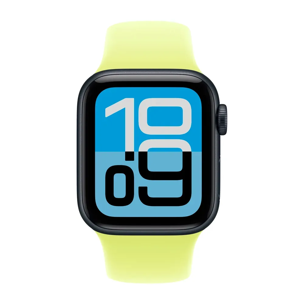 Умные часы Apple Watch SE 3 (2025) GPS, 40mm, Midnight Aluminium Case with Neon Yellow Sport Band, M/L